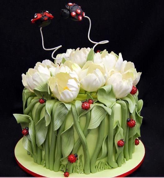 کیک تولد دخترانه گل طراحی شیک|لیدی