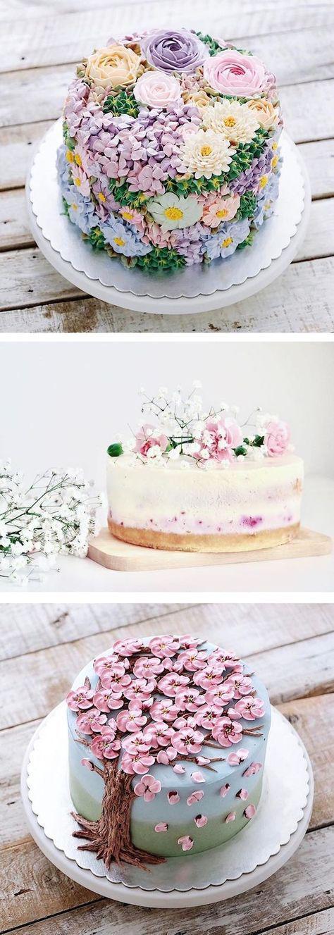 کیک تولد دخترانه گل استفاده از شکل های مختلف گلها|لیدی