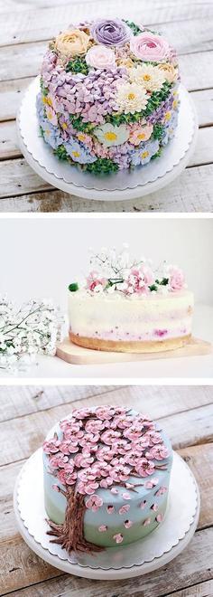کیک تولد دخترانه گل استفاده از شکل های مختلف گلها