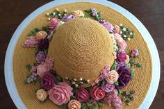 کیک تولد دخترانه گل طرح کلاه پر از گل