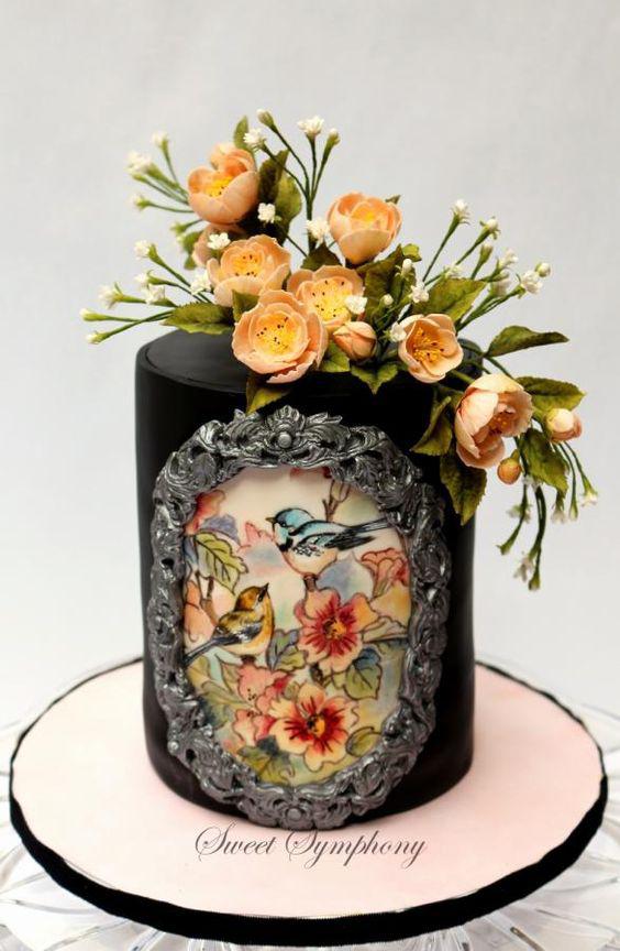 کیک تولد دخترانه کیک ترکیب دو طرح و گل فوندانت|لیدی