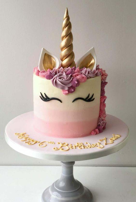 کیک تولد دخترانه تک شاخ ساده و کوچک|لیدی