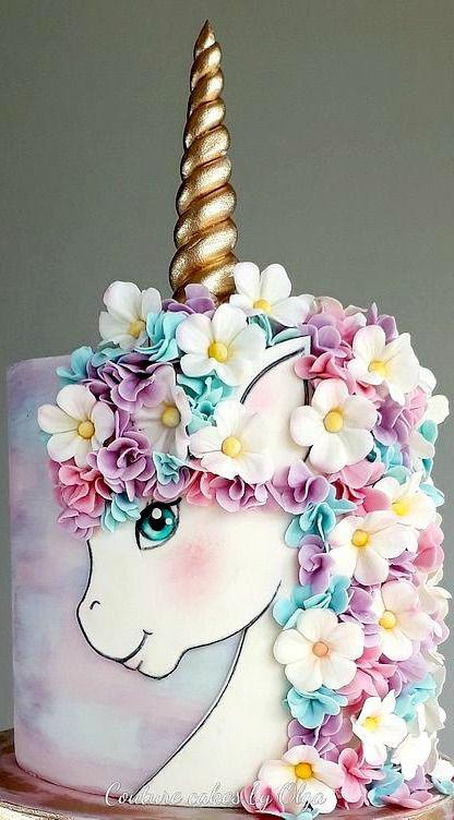 کیک تولد دخترانه تک شاخ یونیکورن در گل و شکوفه|لیدی