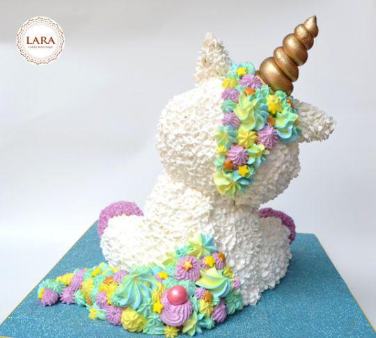 کیک تولد دخترانه تک شاخ ایستاده ی خامه ایی|لیدی
