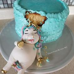 کیک تولد دخترانه تک شاخ یونیکورن پرخور
