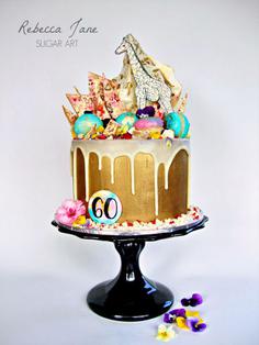 کیک تولد دخترانه طلایی شلوغ