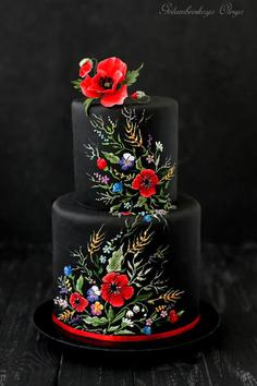 کیک تولد دخترانه مشکی طرحدار