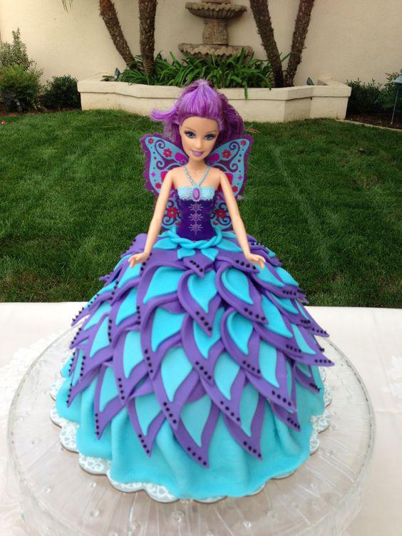 کیک تولد دخترانه عروسکی تم طاووس|لیدی