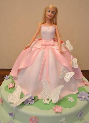 کیک تولد دخترانه عروسکی با تزئین پروانه|لیدی