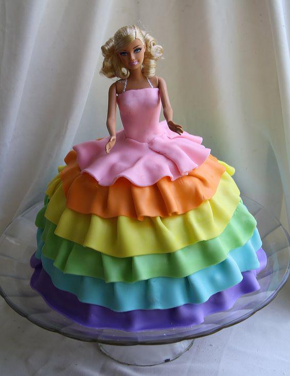 کیک تولد دخترانه عروسکی چند رنگ|لیدی