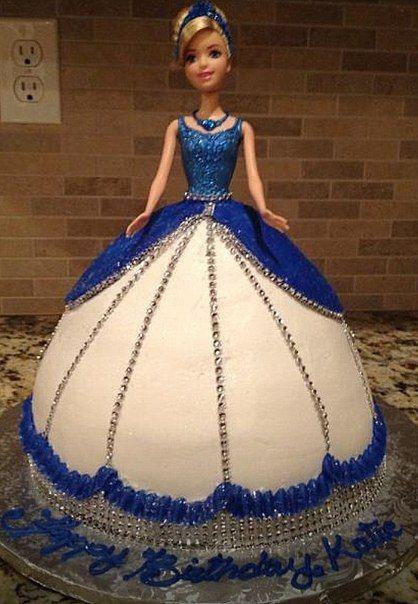 کیک تولد دخترانه عروسکی تزئین با نگین|لیدی
