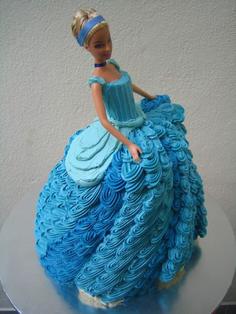 کیک تولد دخترانه عروسکی تم آبی