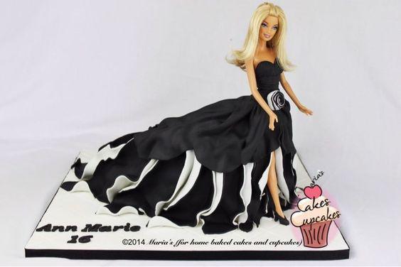 کیک تولد دخترانه عروسکی تم سیاه و سفید|لیدی