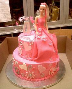 کیک تولد دخترانه عروسکی دامن فوندانت