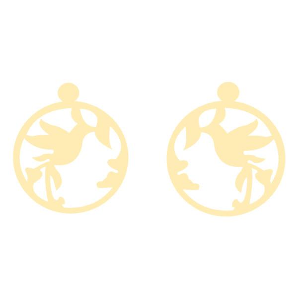 گوشواره طلا 18 عیار زنانه کرابو طرح پرنده و درخت مدل Kr5128|دیجی‌کالا