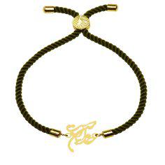 دستبند طلا 18 عیار زنانه کرابو طرح خدا با من است مدل KR100551