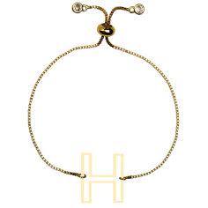 دستبند طلا 18 عیار زنانه کرابو طرح H مدل Kr101354