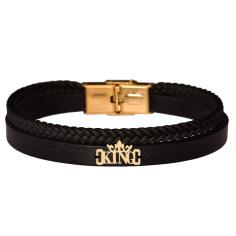 دستبند طلا 18 عیار زنانه کرابو طرح KING مدل Kr101095