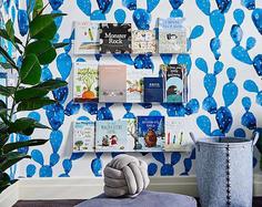کاغذ دیواری , طرح نقاشی دیواری آبرنگ , آبی , هنری , طرح کاکتوس , کد (m496605)