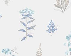 کاغذ دیواری , طرح گل , آبی , طرح مدرن , گل و گیاه , طرح باغ , طرح طبیعت , کد (m496440)