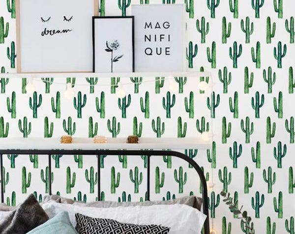 کاغذ دیواری , سبز , طرح کاکتوس , کد (m497145)|ایده ها