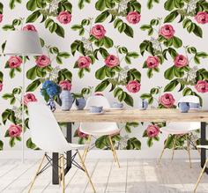 کاغذ دیواری , طرح گل رز , طرح سنتی , طرح قدیمی , کد (m496370)