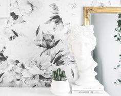 کاغذ دیواری , طرح گل , خاکستری , طرح سنتی , کد (m497107)