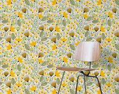 کاغذ دیواری , طرح گل , طرح استیکر , گل و گیاه , زرد , کد (m496113)