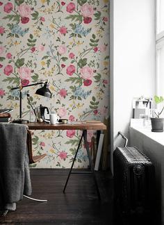 کاغذ دیواری , طرح گل , صورتی , کد (m496228)