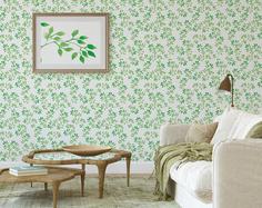 کاغذ دیواری , طرح گل , سبز , گل و گیاه , کد (m495974)