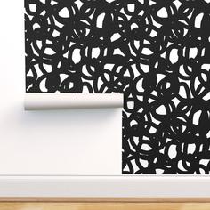 کاغذ دیواری , طرح گل , سفید , سیاه , طرح دار , کد (m496577)
