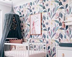 کاغذ دیواری , دکور مهد کودک , صورتی , طرح استیکر , مناسب اتاق کودک , طرح دخترانه , کد (m496976)