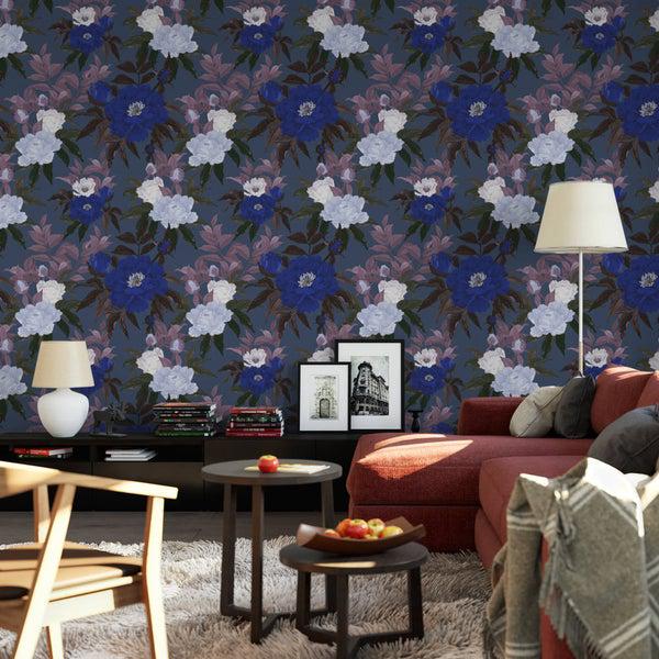 کاغذ دیواری , طرح گل , طرح مدرن , گل و گیاه , تیره , کد (m497172)|ایده ها