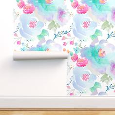 کاغذ دیواری , طرح گل , آبی , طرح دار , کد (m497786)