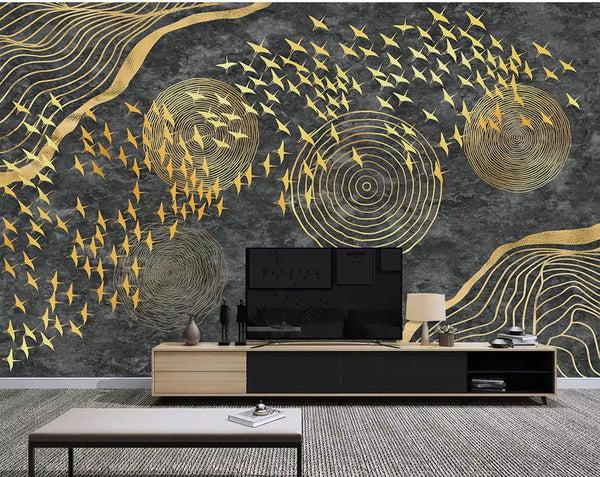 کاغذ دیواری , طلایی , انتزاعی , اتاق خواب , طرح پرندگان , طرح پرنده , کد (m496188)|ایده ها