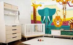 کاغذ دیواری , دکور مهد کودک , طرح حیوان , طرح حیوانات , مناسب اتاق کودک , طرح جنگل , کد (m497740)