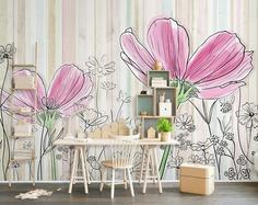کاغذ دیواری , طرح گل , طرح مدرن , اتاق خواب , کد (m497924)