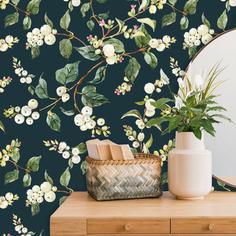 کاغذ دیواری , طرح گل , سبز , طرح برگ , اتاق خواب , کد (m497196)