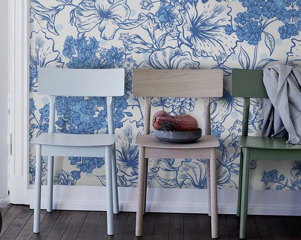 کاغذ دیواری , طرح گل , آبی , تزئینی , کد (m496363)|ایده ها