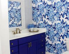 کاغذ دیواری , آبی , طرح گل , کد (m496102)