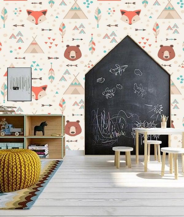 کاغذ دیواری , طرح حیوان , مناسب اتاق کودک , کد (m496090)|ایده ها