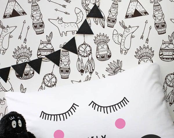 کاغذ دیواری , طرح دار , سفید , سیاه , هنری , مناسب اتاق کودک , کد (m497943)|ایده ها