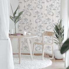 کاغذ دیواری , طرح گل , خاکستری , کد (m496478)