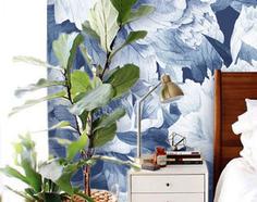 کاغذ دیواری , آبی , طرح گل , کد (m497407)