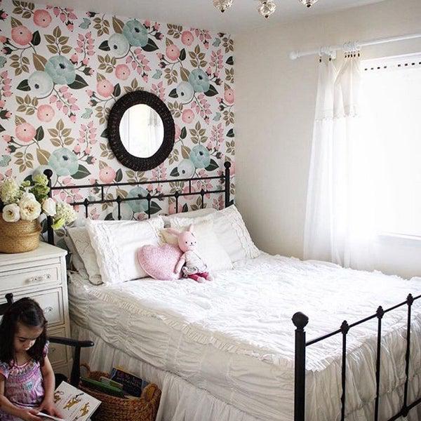 کاغذ دیواری , طرح گل , دکور مهد کودک , صورتی , مناسب اتاق کودک , طرح دخترانه , کد (m496463)|ایده ها