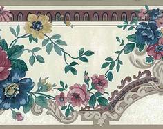 کاغذ دیواری , طرح گل , آبی , طرح گل رز , کد (m497860)