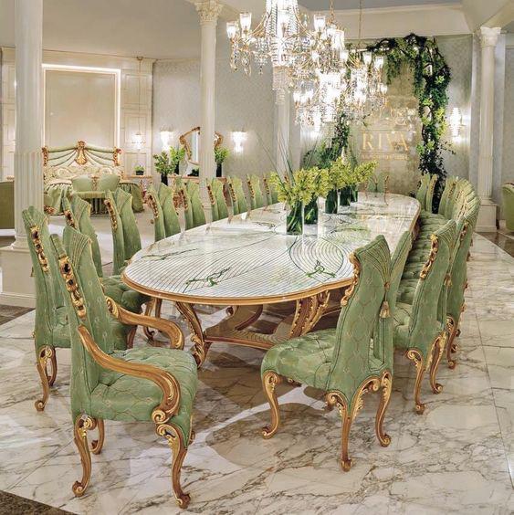 میز ناهار خوری سلطنتی سفید بزرگ|ایده ها