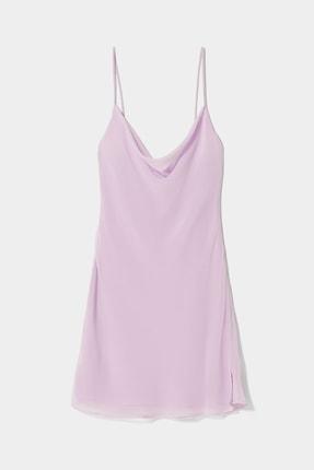 پیراهن رسمی زنانه بنفش برشکا 00944187 ا Şifon Görünümlü Askılı Mini Elbise|پیشنهاد محصول