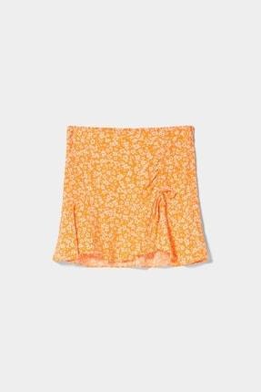 دامن کوتاه زنانه نارنجی برشکا 01228168 ا Büzgülü Desenli Mini Etek|پیشنهاد محصول