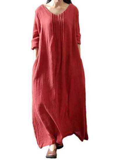 لباس آستین بلند پاییزی رترو بوهو ماکسی مدل G9543R قرمز|پیشنهاد محصول